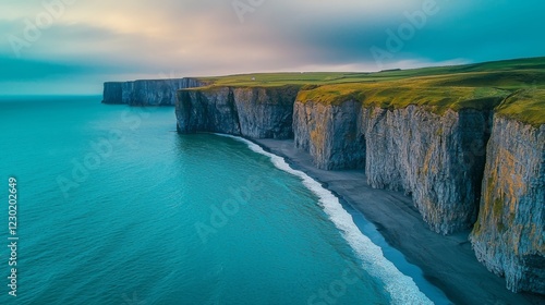 Dramatic Coastal Cliffs at Sunset, Iceland