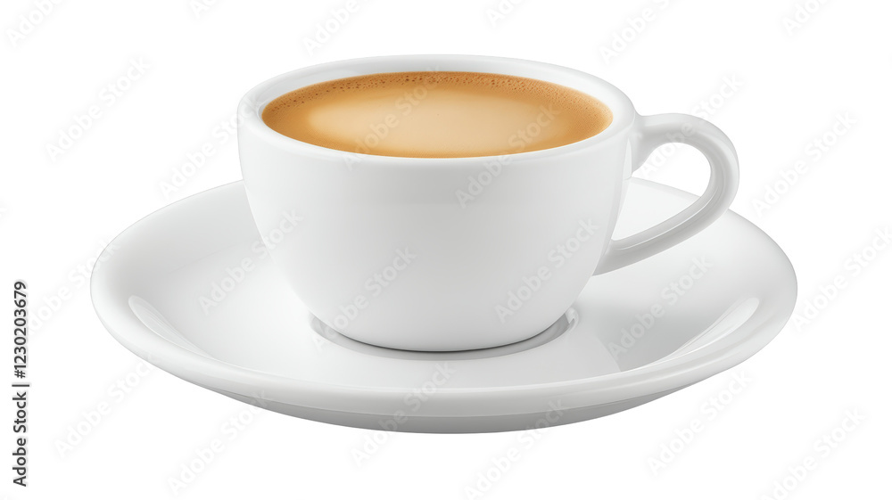 Isolated White Cup of Coffee with Smooth Cream on a Saucer Isolated White Cup of Coffee with Smooth Cream on a Saucer
