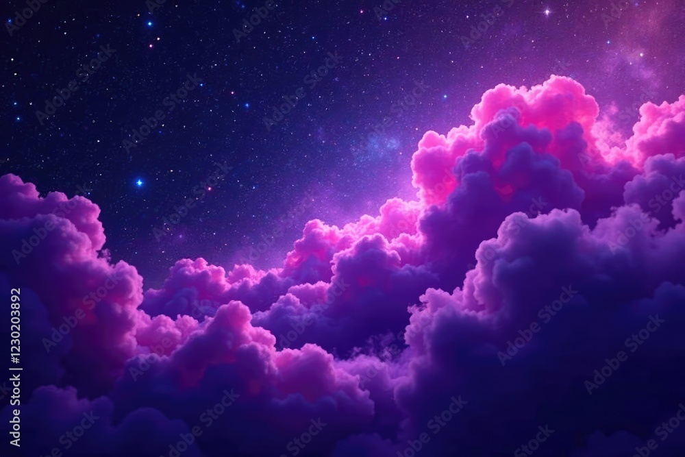 Swirling purple gas clouds in a distant starry expanse, space, purple, cloud Swirling purple gas clouds in a distant starry expanse, space, purple, cloud