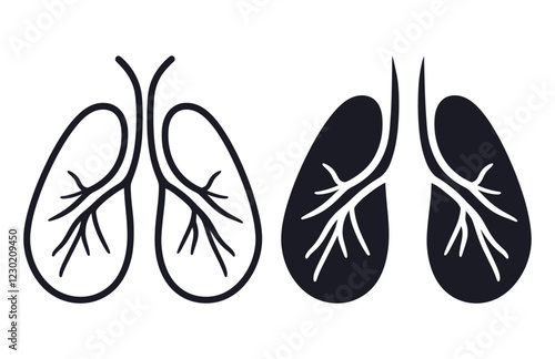 lungs line art icon silhouette vector illustration