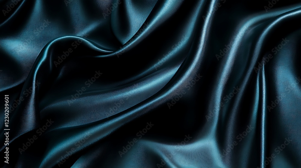 Fototapeta premium Teal fabric with folds for backgrounds, design