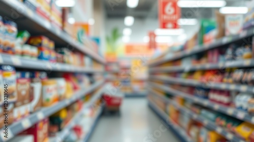 Wallpaper Mural Blurred Supermarket Aisles - Colorful Shelves & Dynamic Mood Torontodigital.ca
