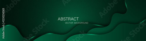 Abstract dark green background with green glowing lines, free space for design.	