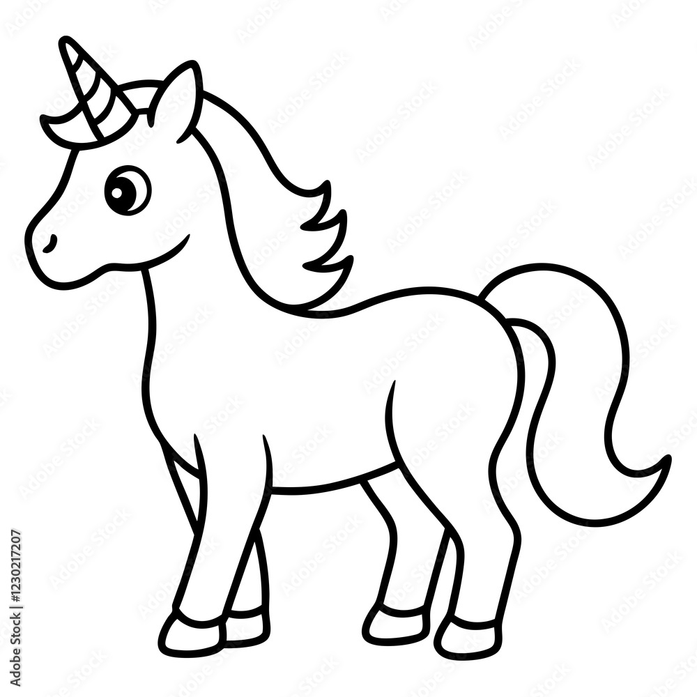 Cute Black Vector Unicorn Line Art Black Vector Silhouette Cartoon Illustration Cute Black Vector Unicorn Line Art Black Vector Silhouette Cartoon Illustration