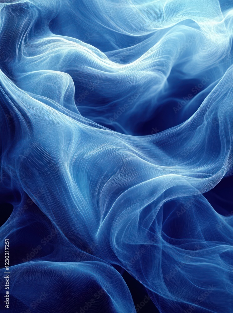 Abstract blue smoke swirls, dark background, design element Abstract blue smoke swirls, dark background, design element