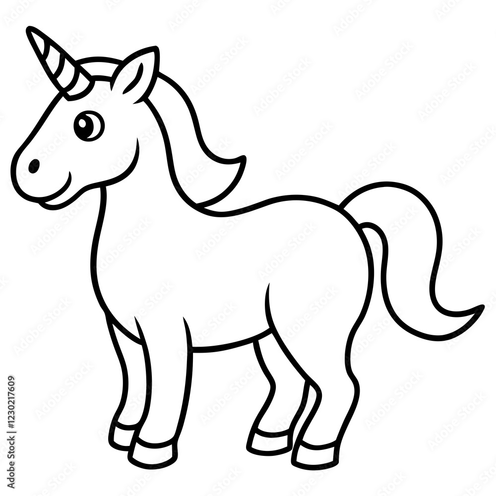 Cute Black Vector Unicorn Line Art Black Vector Silhouette Cartoon Illustration Cute Black Vector Unicorn Line Art Black Vector Silhouette Cartoon Illustration