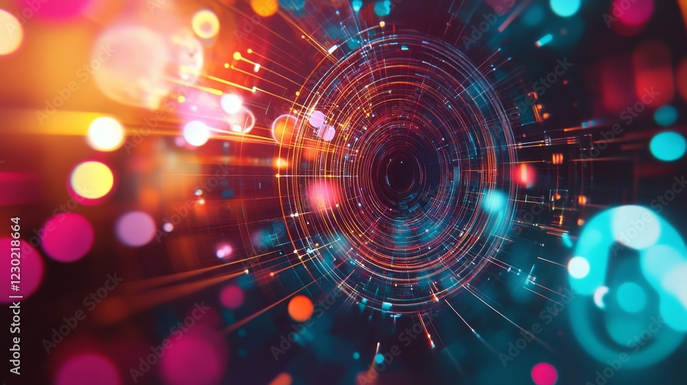 Fototapeta premium Exploring the Fusion of Light and Color in Digital Technology Art