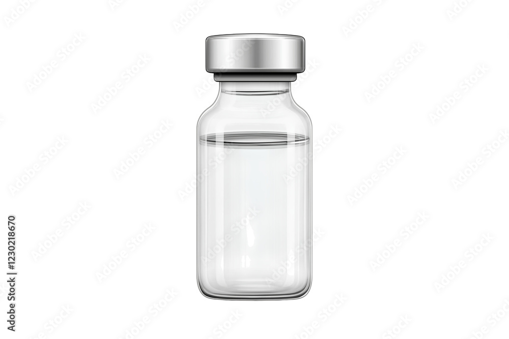 Glass medical bottle with liquid isolated on transparent background Generative Ai.