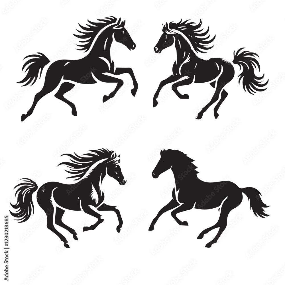 Running Horse Silhouette on White Background
Running Horse Silhouette on White Background