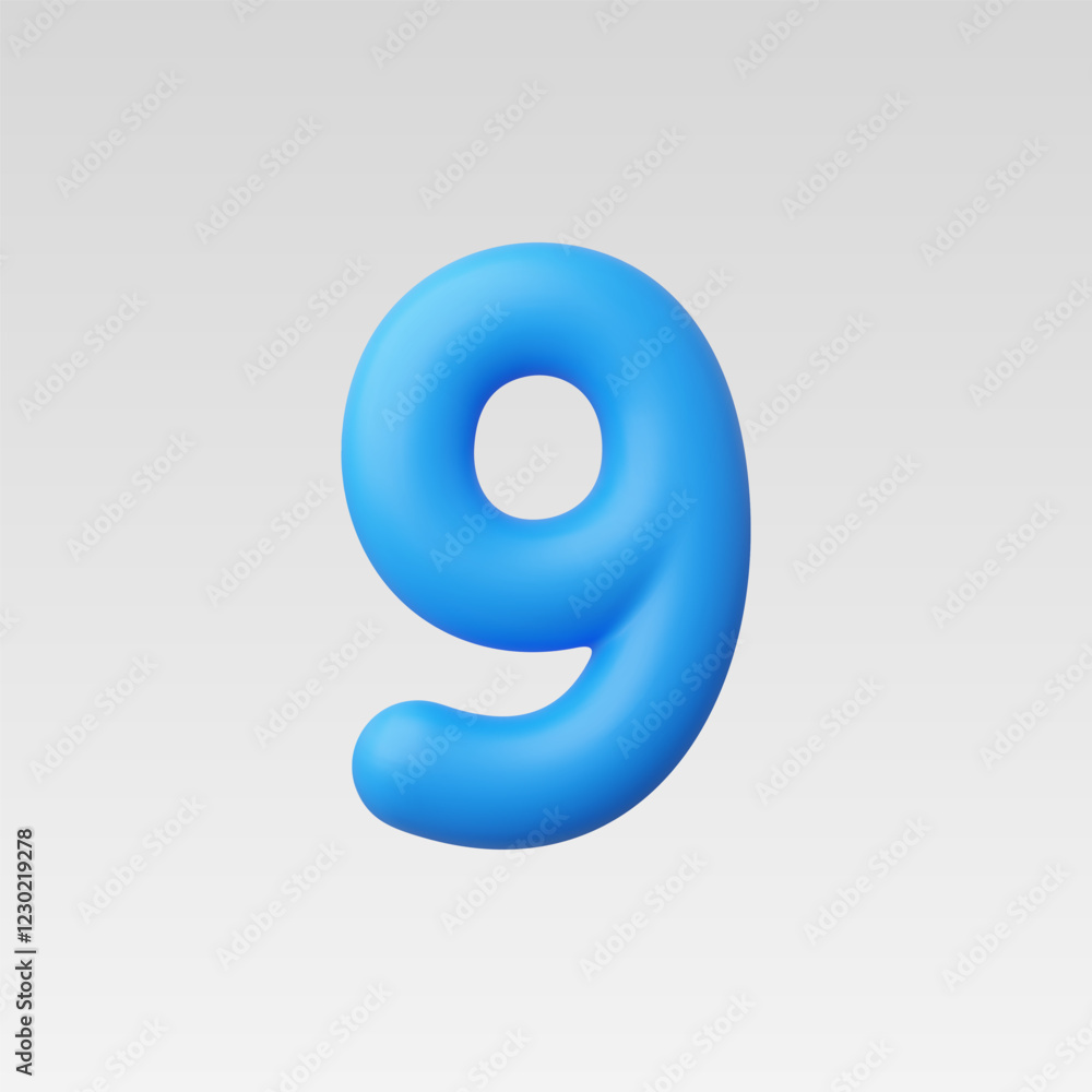 3d Realistic Number 9 vector Illustration 3d Realistic Number 9 vector Illustration