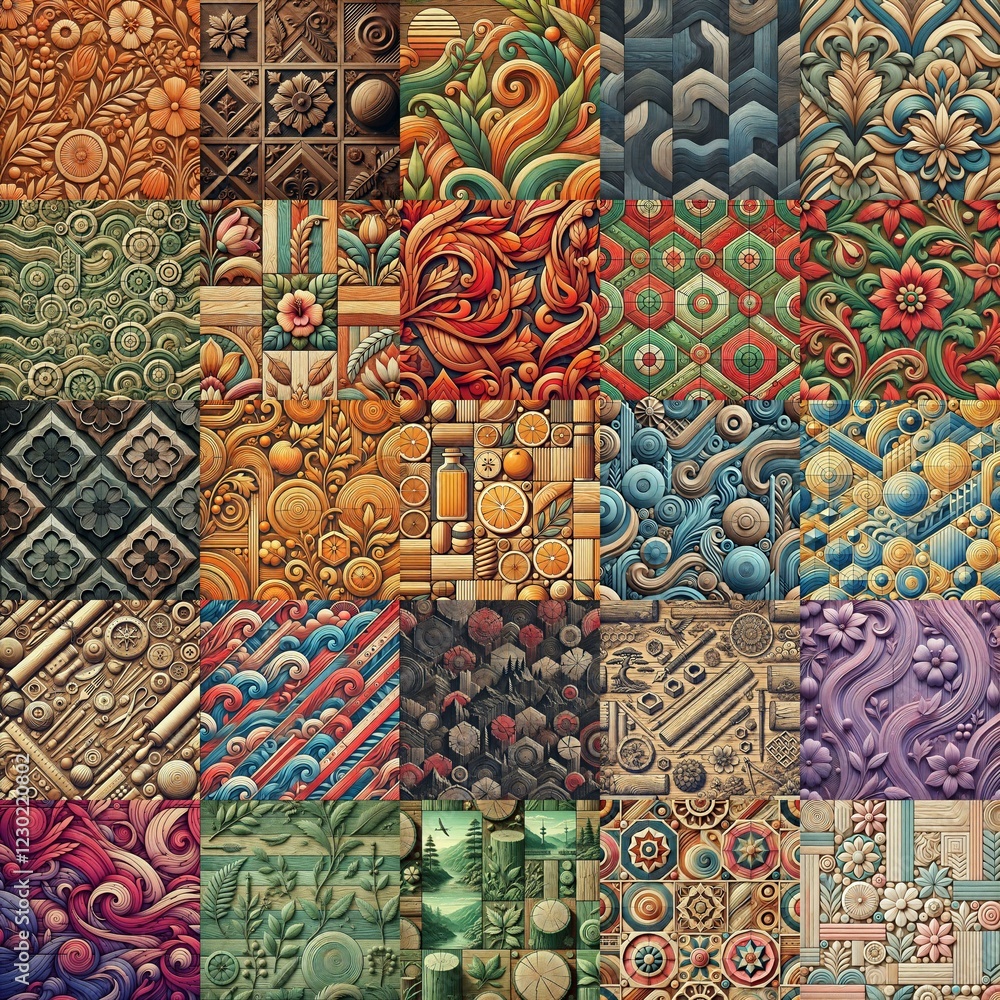 Fototapeta premium Set of different wooden planks backgrounds. AI generated illustration