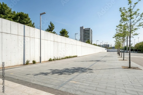 Wallpaper Mural Modern minimalist urban landscape with a white concrete wall as the primary background feature, minimalism, empty space, clean lines Torontodigital.ca