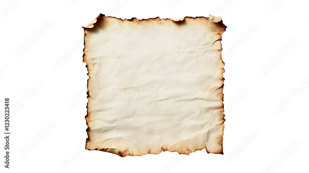 Burned edges old paper parchment texture isolated on transparent background Burned edges old paper parchment texture isolated on transparent background