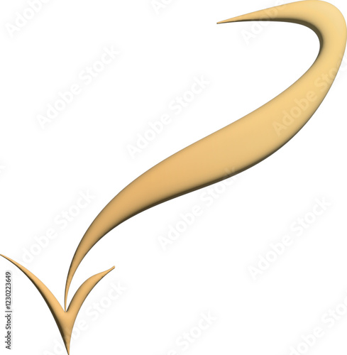 This is a smooth, beige 3D arrow with a sleek and dynamic curved design, pointing upward. The arrow has a modern and futuristic look, making it ideal for business, finance, and growth-related concepts