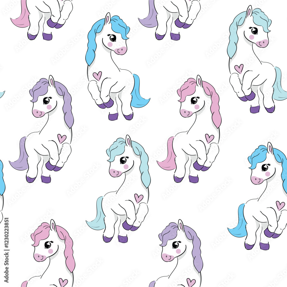 Seamless Pattern with Cute horses Vector Illustration Seamless Pattern with Cute horses Vector Illustration