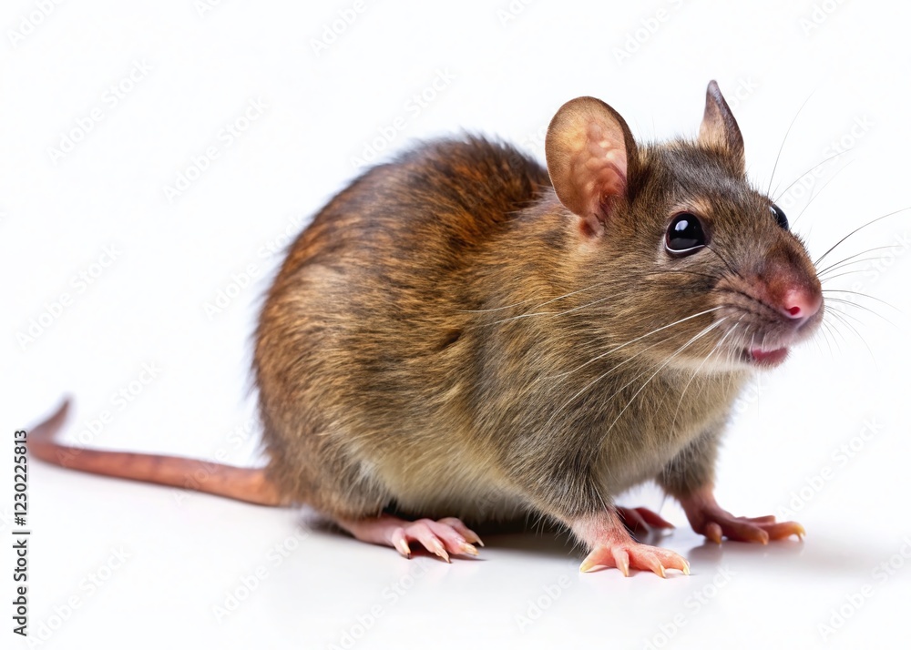 Isolated Brown Rat on White Background - Candid Stock Photo Isolated Brown Rat on White Background - Candid Stock Photo