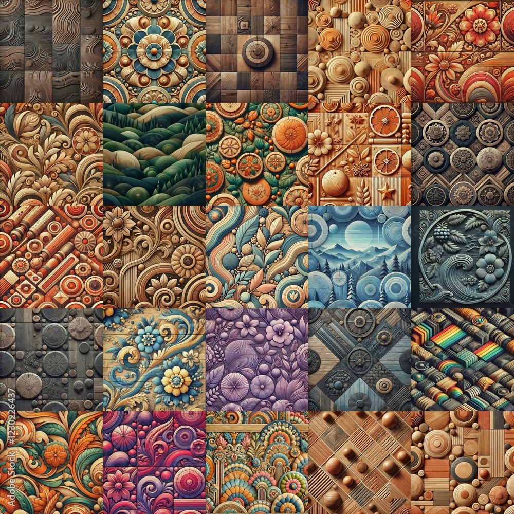 Fototapeta premium Set of different wooden planks backgrounds. AI generated illustration