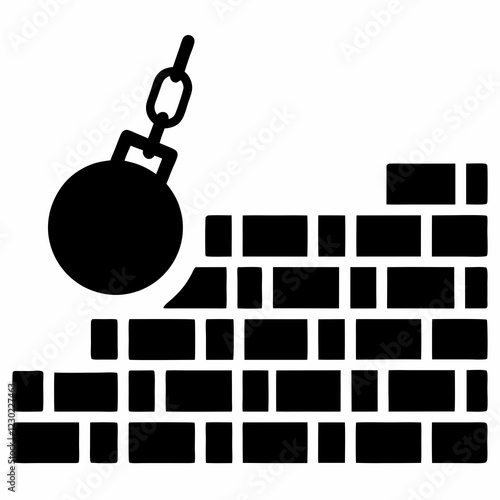 Bomb Breaking Brick Wall Vector Design.