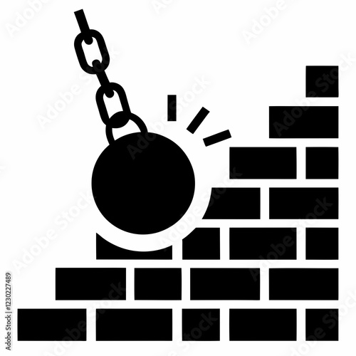 Bomb Breaking Brick Wall Vector Design.