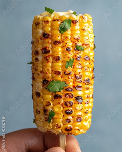 Vibrant Street Food Design Grilled Corn on Stick with Chili Butter - Pop-Up Culinary Creations and Festival Marketing for Youth Engagement photo