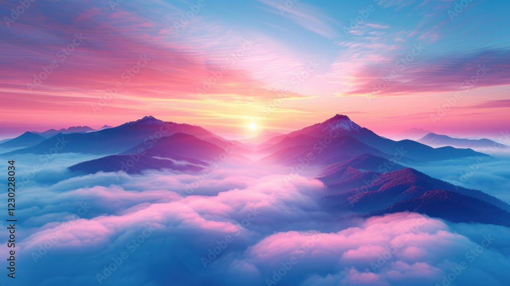 custom made wallpaper toronto digitalbreathtaking sunrise in mountains illuminates sky with vibrant colors, creating serene atmosphere over clouds