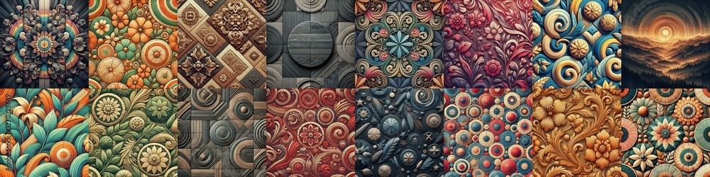 Set of different wooden planks backgrounds. AI generated illustration Set of different wooden planks backgrounds. AI generated illustration