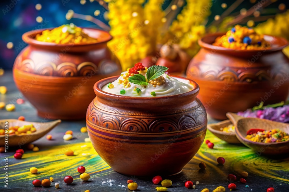 Janmashtami Celebration: Double Exposure of Matki, Dahi, and Makhan Janmashtami Celebration: Double Exposure of Matki, Dahi, and Makhan