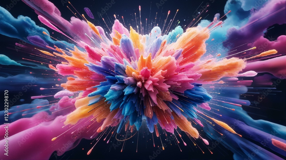 Colorful explosion of paint in air. Colorful explosion of paint in air.