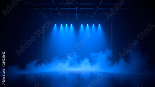 Wallpaper Mural Concert Stage with Atmospheric Blue Lighting and Smoky Overhead Rig Torontodigital.ca