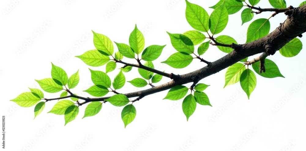 Isolated tree branch with intricate details on white background, forest, single Isolated tree branch with intricate details on white background, forest, single