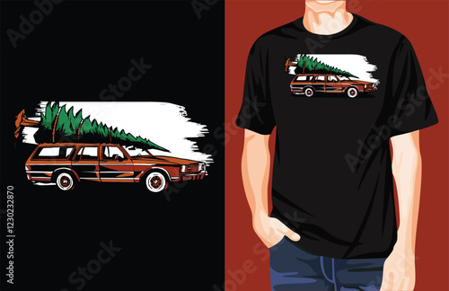 Tree Wagon Color t-shirt design unique idea