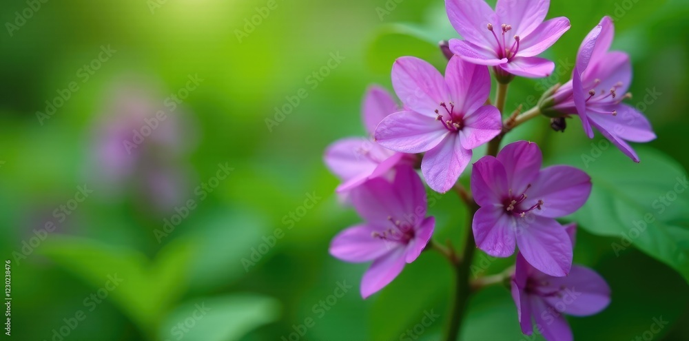 Obraz premium Fragrant purple flowers on a Shiso plant stem, flowers, herb, greenery