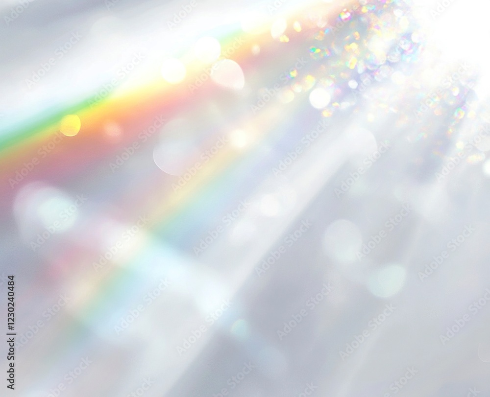 White background with rainbow lens flare, rainbow light rays, white color palette, bright and airy, blurred edges, delicate, translucent, soft glow, ethereal, iridescent, holographic, shimmering, White background with rainbow lens flare, rainbow light rays, white color palette, bright and airy, blurred edges, delicate, translucent, soft glow, ethereal, iridescent, holographic, shimmering,
