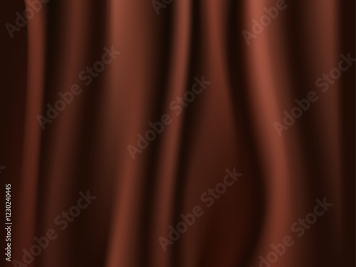 Silk background Design for product advertising for catalog. Chocolate silk background. brown fabric curtain. smooth texture vector.