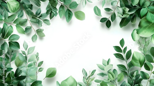 Lush verdant green foliage border frame with copyspace  Beautiful botanical abstract nature background with fresh organic leaves and plants  Eco friendly summer or spring themed design template