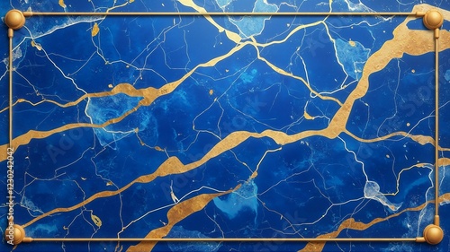 Gold and blue abstract marble design. photo