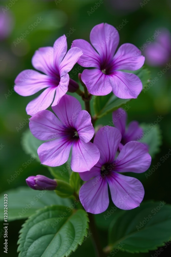 Shali violet blooms in clusters of five on the bush, blooms, garden Shali violet blooms in clusters of five on the bush, blooms, garden