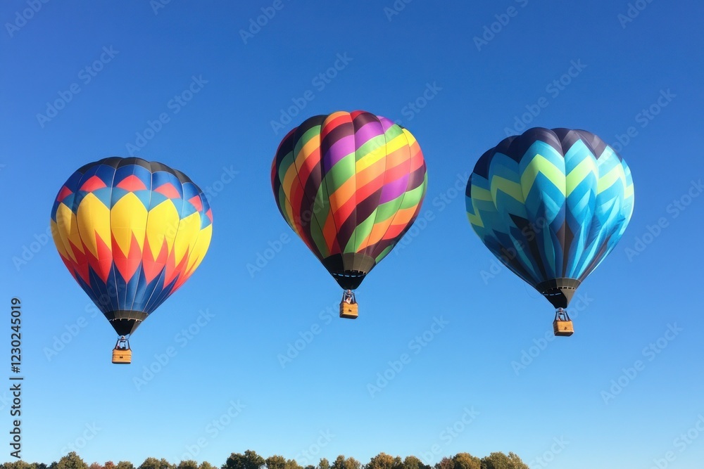 Fototapeta premium Colorful Hot Air Balloons in Clear Blue Sky