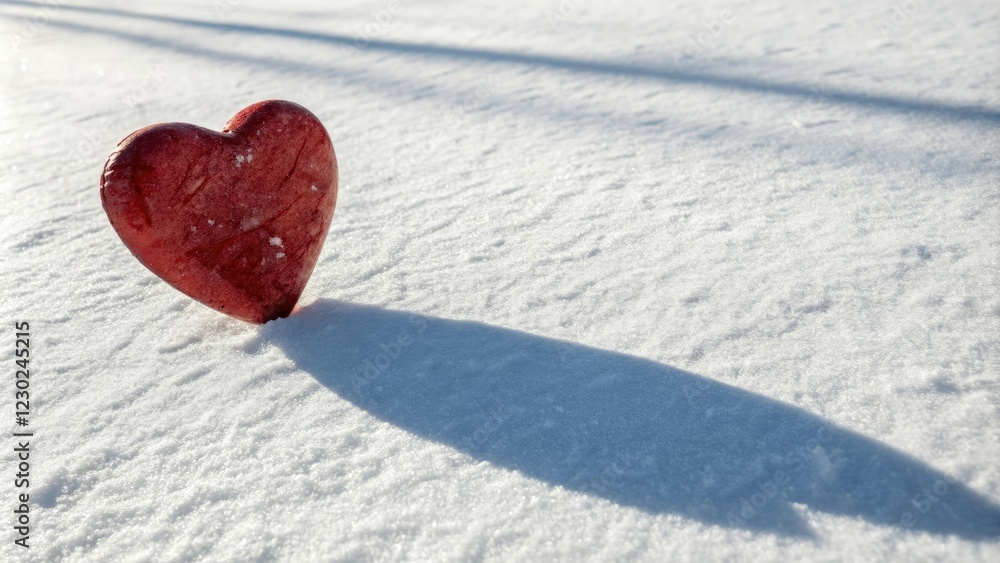 Heart with shadow on white background, emotions, heart shape, red colored heart, Valentine's day decoration