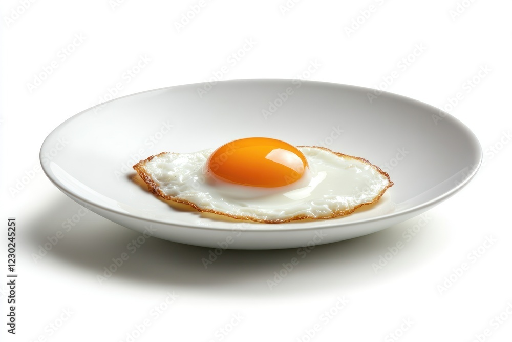 Beautifully Presented Fried Egg on White Plate Beautifully Presented Fried Egg on White Plate