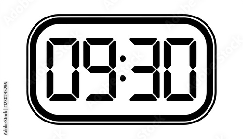 Digital Clock Countdown Display 09:30 silhouette Vector Illustration