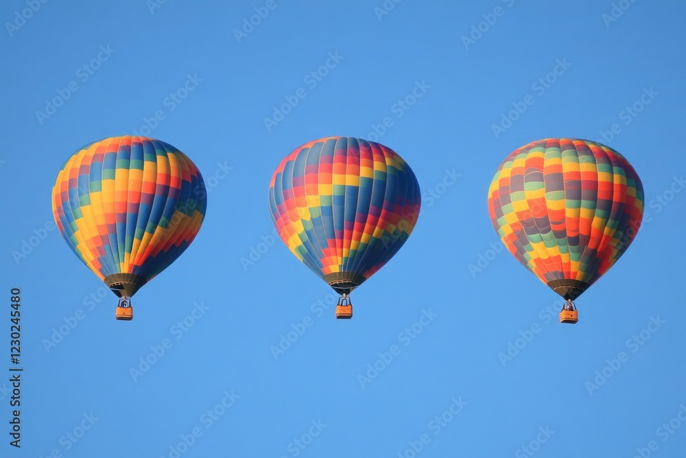 Fototapeta premium Colorful Hot Air Balloons in Clear Blue Sky