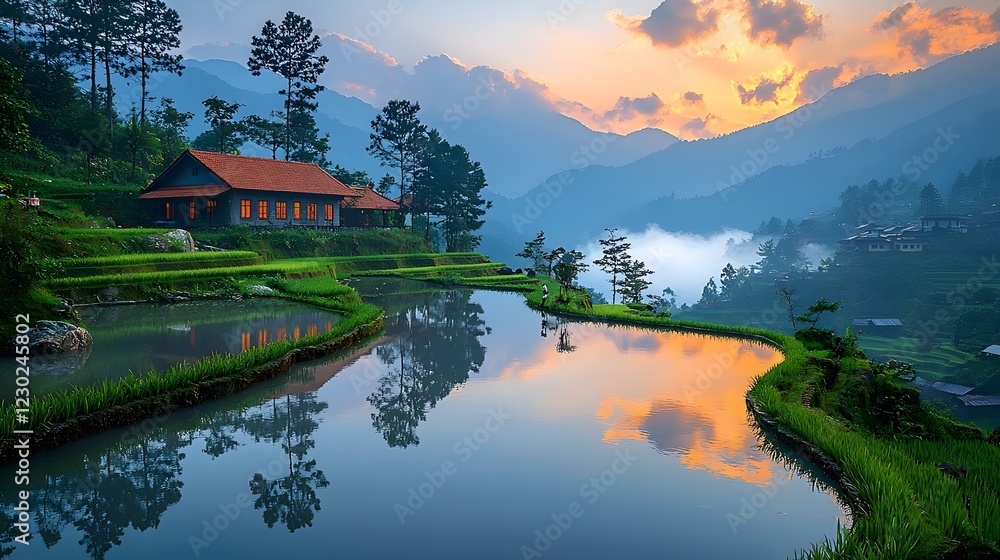 Fototapeta premium A serene rice terrace