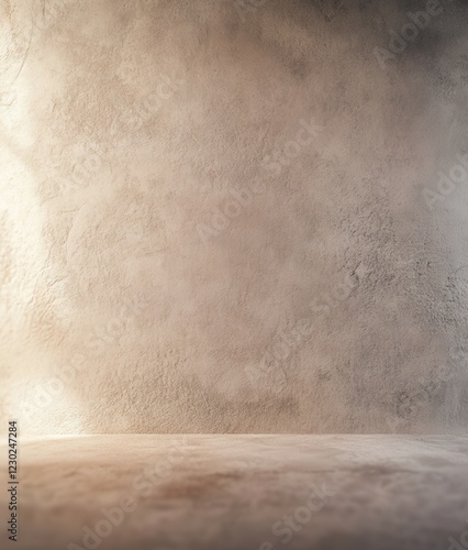 Neutral-toned textured wall and floor, subtly lit.