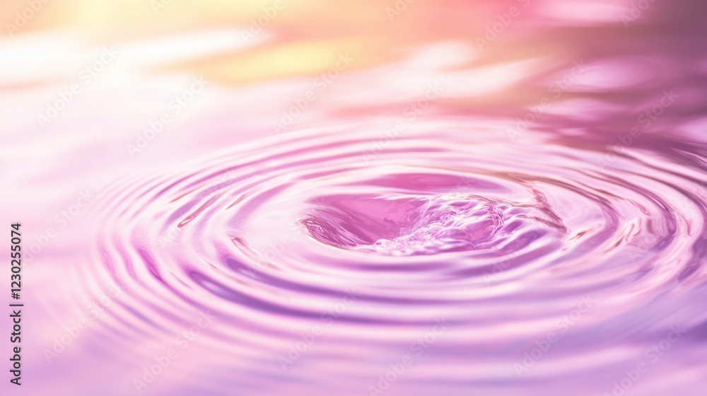 Pink water ripples expanding outwards from a central point. Pink water ripples expanding outwards from a central point.