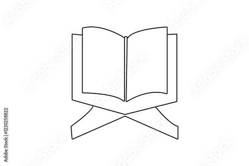 Quran one line drawing of minimalist vector icon with black and white background
