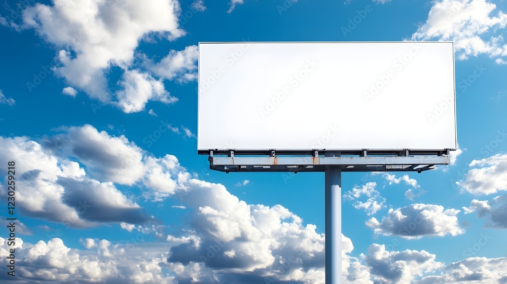 Blank Highway Billboard Sign Mockup on Steel Structure with Sky Background Blank Highway Billboard Sign Mockup on Steel Structure with Sky Background
