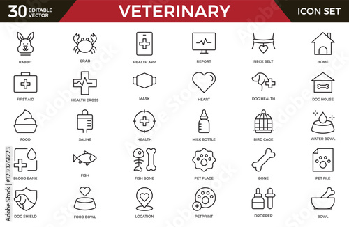 Veterinary Icon Set. A compassionate collection of icons designed for veterinary clinics and pet care services.