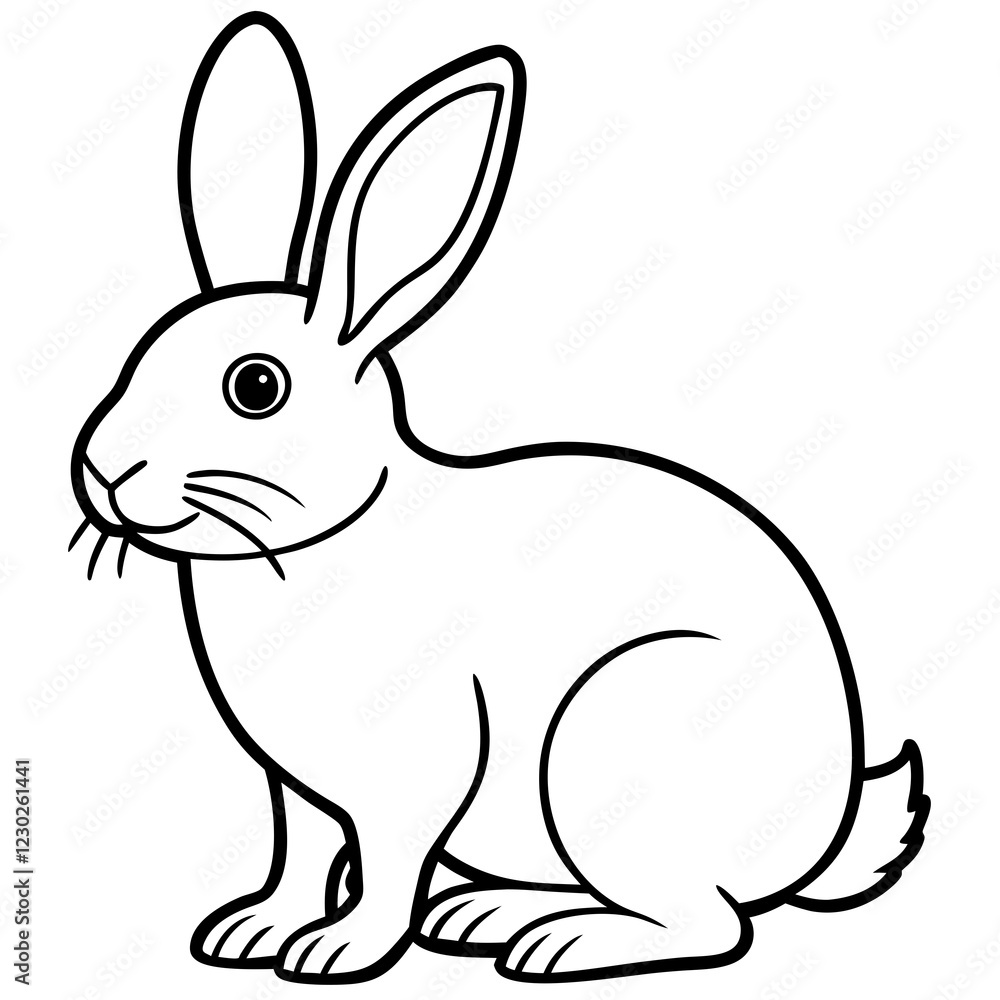 Rabbit in doodle simple style on white background Rabbit in doodle simple style on white background