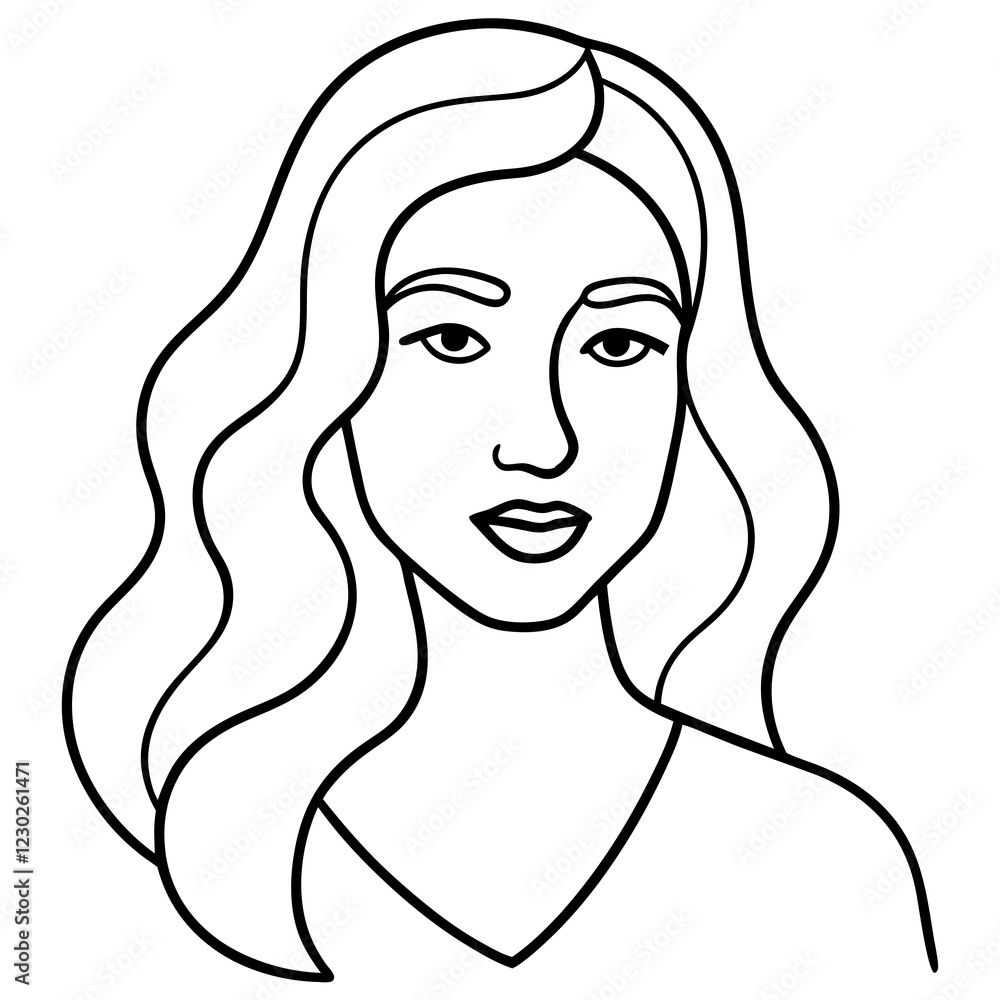 Women's natural beauty continuous single line art Women's natural beauty continuous single line art
